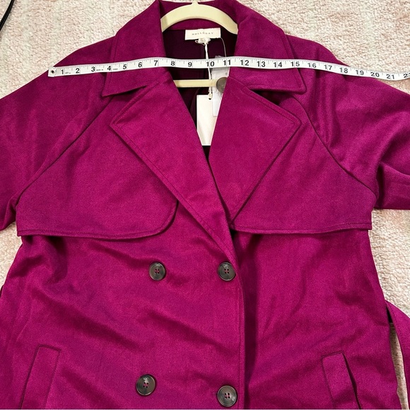 NWT MELLODAY Rich Magenta Trench Coat Mid Length Size XL Outerwear Fall Autumn - Picture 6 of 11